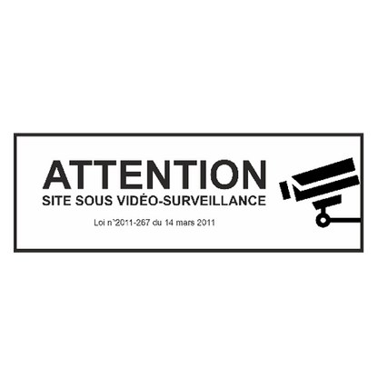 Adhesive Video Surveillance Plate White Black 200x66mm