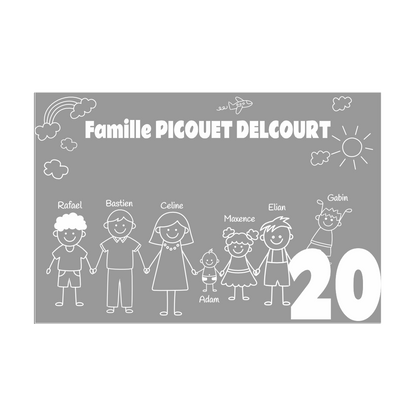 Plaque Boite aux Lettres Famille Grise Gravure Blanche