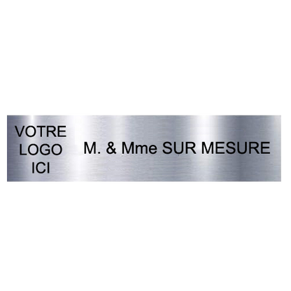 Plaque Adhésive Gravée Sur Mesure Avec Logo & Texte Noir 100x25mm