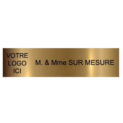 Plaque Adhésive Gravée Sur Mesure Avec Logo & Texte Noir 100x25mm