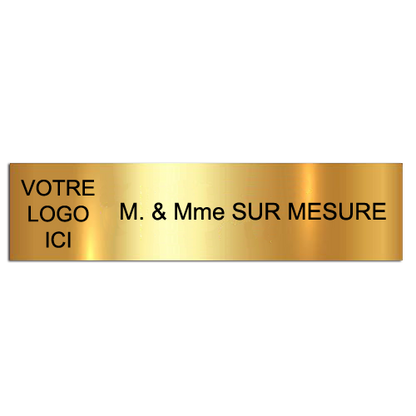 Plaque Adhésive Gravée Sur Mesure Avec Logo & Texte Noir