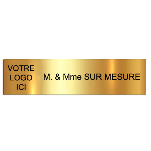 Plaque Adhésive Gravée Sur Mesure Avec Logo & Texte Noir 100x25mm