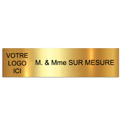 Plaque Adhésive Gravée Sur Mesure Avec Logo & Texte Noir 100x25mm
