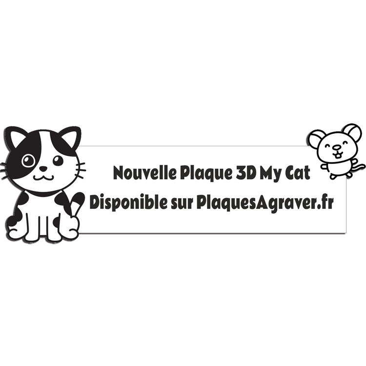 Gravure Plaque Boite aux Lettres Originale Mon Chat 3D Écriture Noire