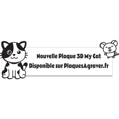 Gravure Plaque Boite aux Lettres Originale Mon Chat 3D Écriture Noire - PlaquesAgraver.fr