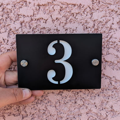 Plaque de Rue et Numéro de Maison Personnalisé Premium S1 Mini Noir Fond OR
