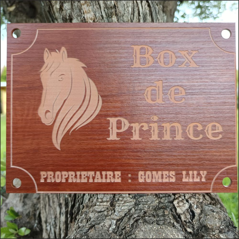 Plaque Propriétaire Box Cheval Personnalisable 200x150mm