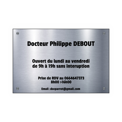Plaque Professionnelle – Grand format – Adhésive ou à fixer