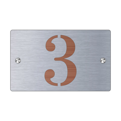 Premium Personalized Street Sign and House Number S1 Mini Brushed Steel Copper Background 
