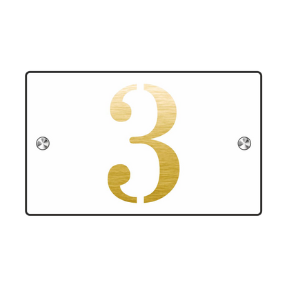 Plaque de Rue et Numéro de Maison Personnalisé Premium S1 Mini Blanc Fond Or