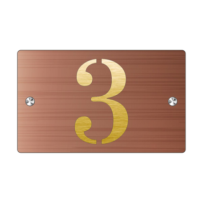 Premium Personalized Street Sign and House Number S1 Mini Brushed Copper Gold Background 