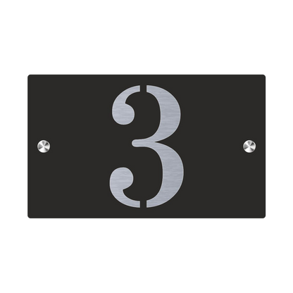 Plaque de Rue et Numéro de Maison Personnalisé Premium S1 Mini Noir Fond Acier