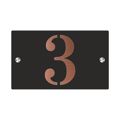 Premium S1 Mini Personalized Street Sign and House Number Black Copper Background 
