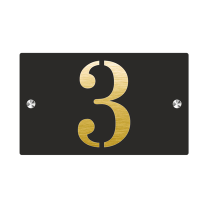 Plaque de Rue et Numéro de Maison Personnalisé Premium S1 Mini Noir Fond OR