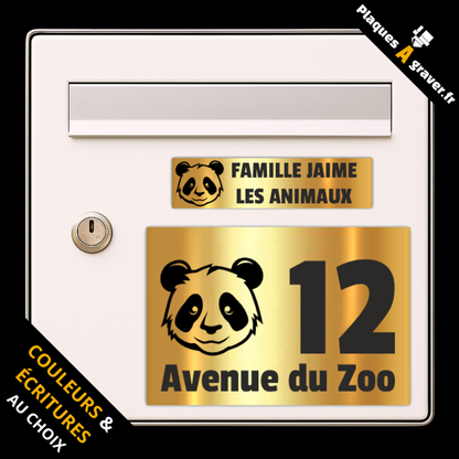 Coffret 2 plaques personnalisables assorties modèle Animaux avec 50 motifs au choix – plaque boîte aux lettres et numéro de rue – fabrication Plaques à Graver