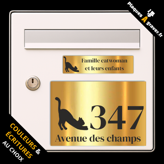 Coffret 2 plaques personnalisables assorties avec 20 motifs au choix – plaque boîte aux lettres et plaque numéro de rue – fabrication Plaques à Graver