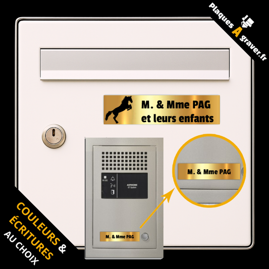 Coffret 2 plaques personnalisables – plaque boîte aux lettres avec motif 20 logos au choix et plaque interphone ou sonnette – fabrication Plaques à Graver