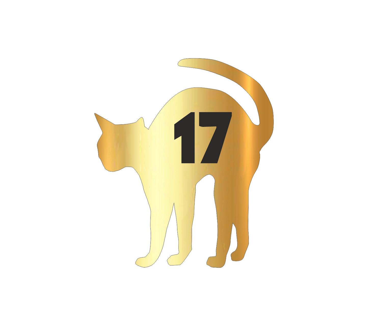 Street Sign, House Number Cat Fripon Gold Black Engraving 