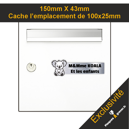 Plaque Boite aux Lettres KOALA 3D PVC Acier Brossé