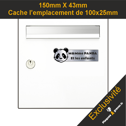 Plaque Boite aux Lettres PANDA 3D PVC Acier Brossé