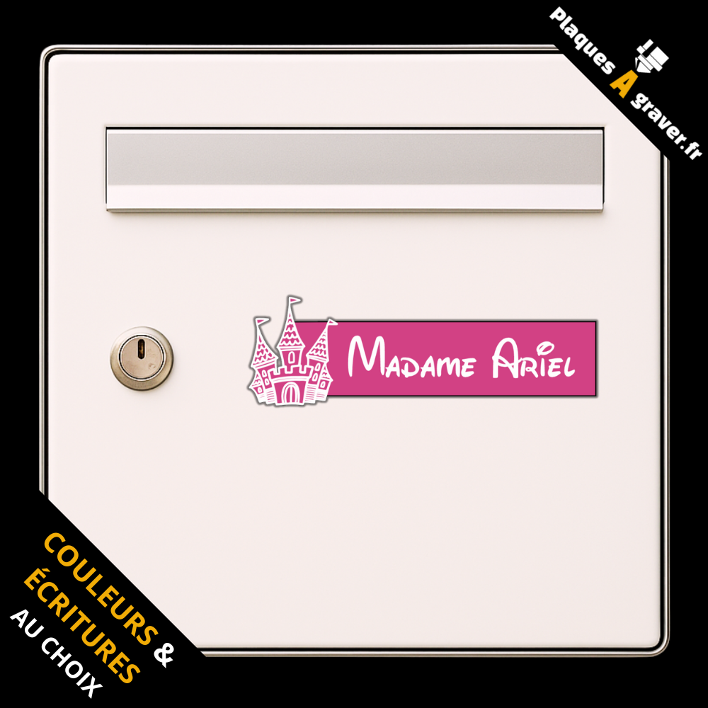 Plaque de boîte aux lettres personnalisée avec château de princesse découpé effet 2D – gravure au laser Plaques à Graver