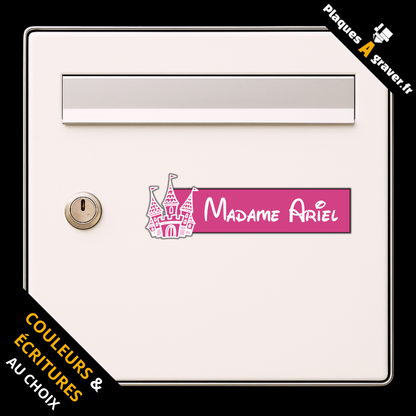Plaque de boîte aux lettres personnalisée avec château de princesse découpé effet 2D – gravure au laser Plaques à Graver