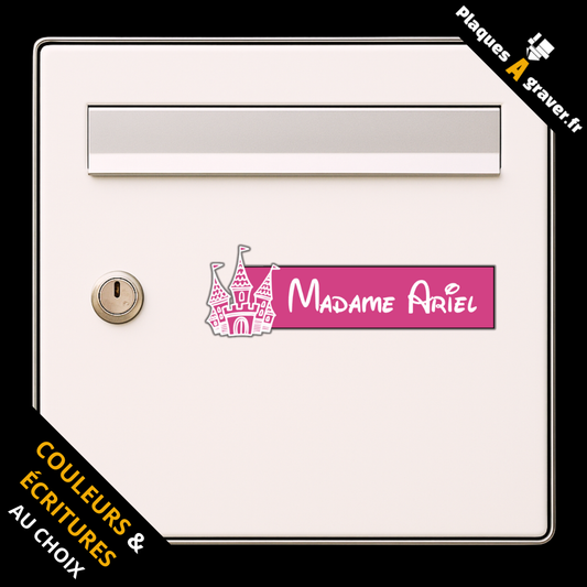 Plaque de boîte aux lettres personnalisée avec château de princesse découpé effet 2D – gravure au laser Plaques à Graver