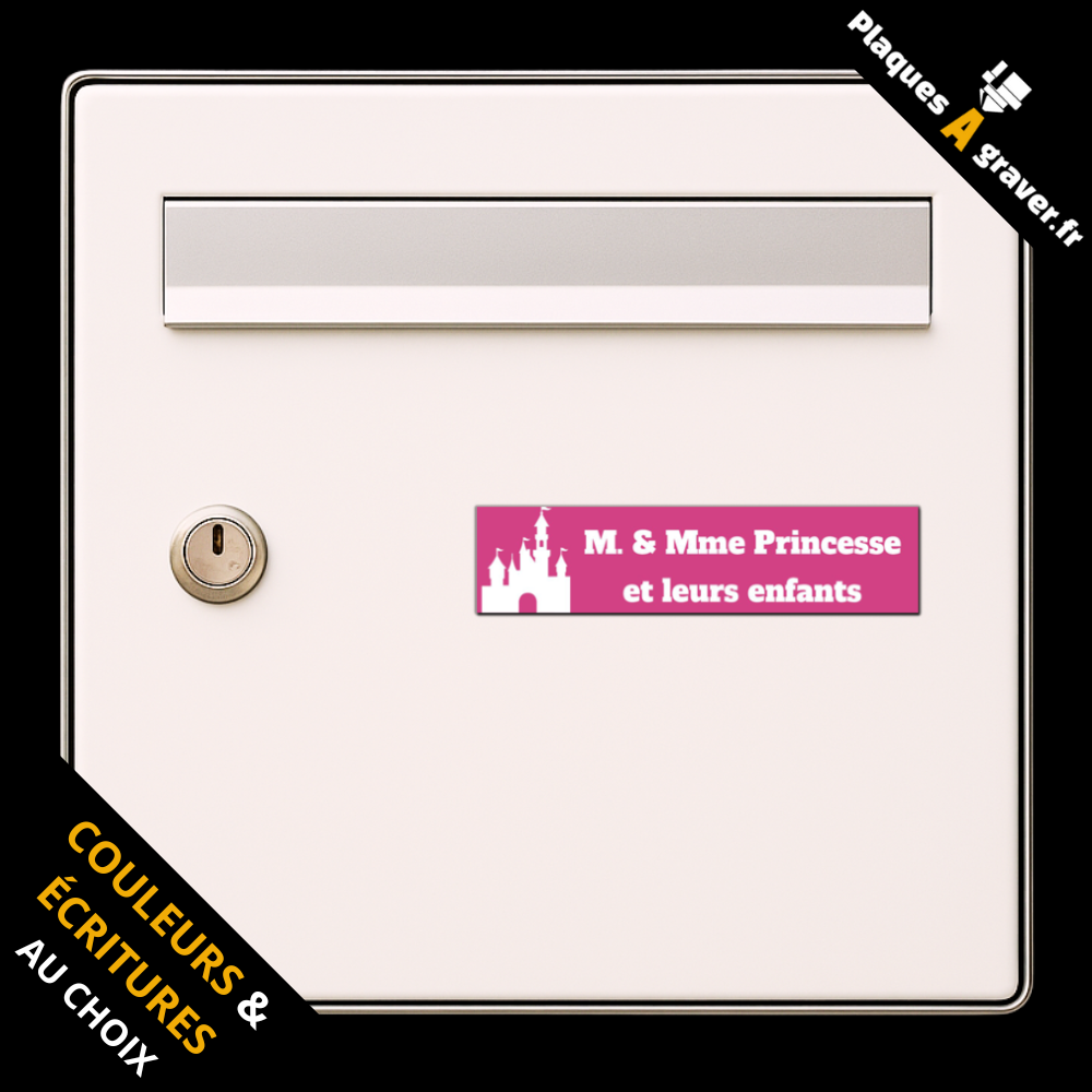 Plaque de boîte aux lettres personnalisée avec logo château de princesse – gravure au laser Plaques à Graver