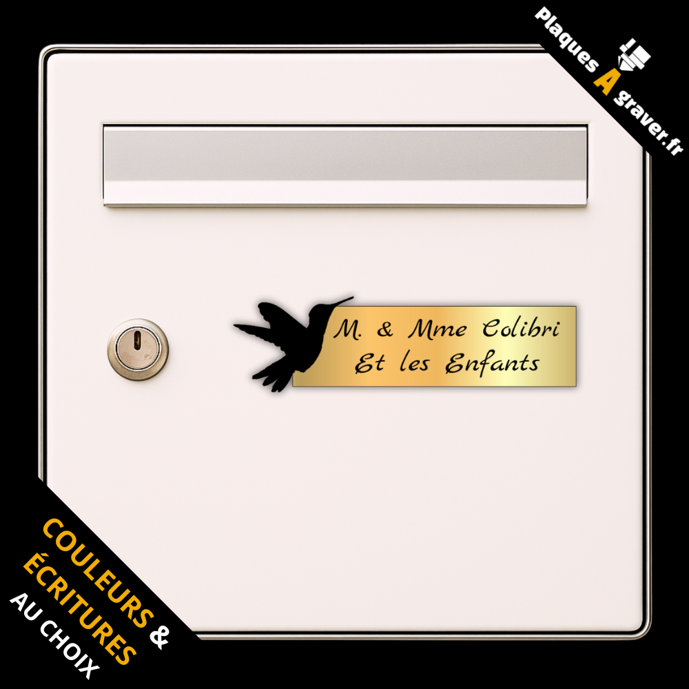 Plaque de boîte aux lettres personnalisée avec logo colibri – gravure au laser Plaques à Graver