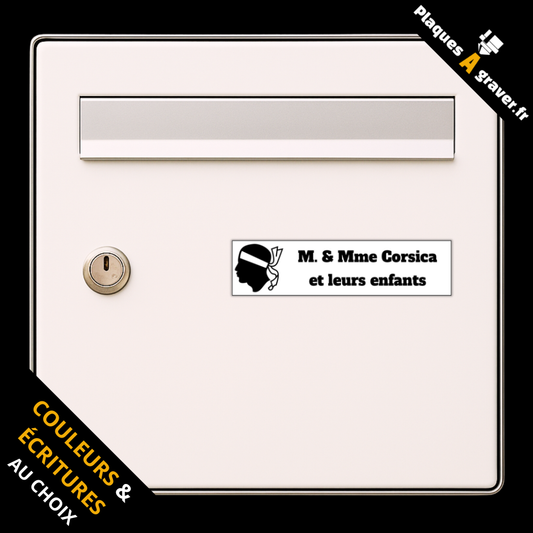 Plaque de boîte aux lettres personnalisée avec logo Corse tête de Maure – gravure au laser Plaques à Graver