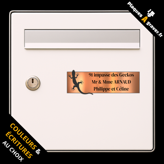 Plaque de boîte aux lettres personnalisée avec logo gecko – gravure au laser Plaques à Graver