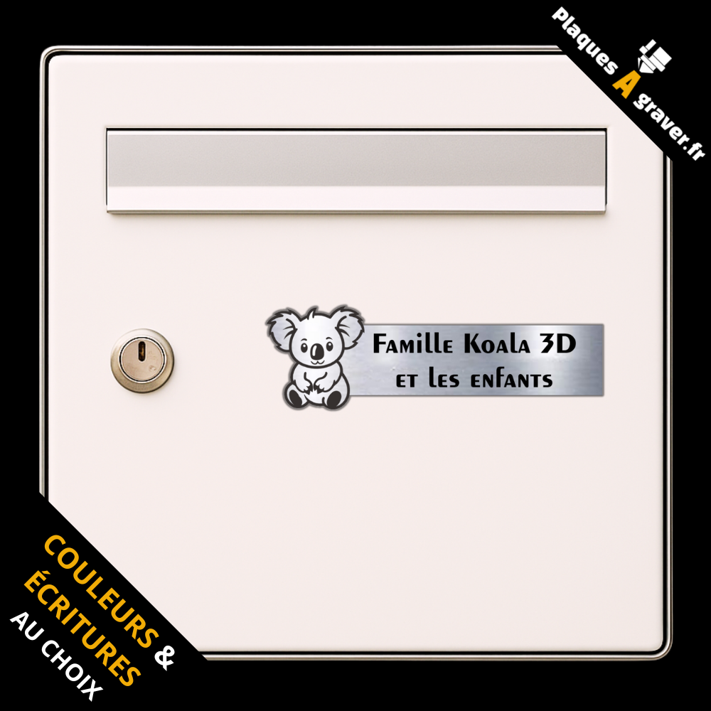 Plaque de boîte aux lettres personnalisée avec logo koala – gravure au laser Plaques à Graver