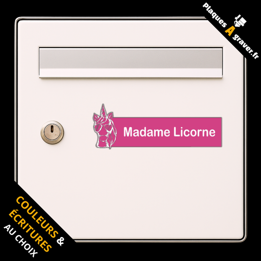 Plaque de boîte aux lettres personnalisée avec logo tête de licorne – gravure au laser Plaques à Graver