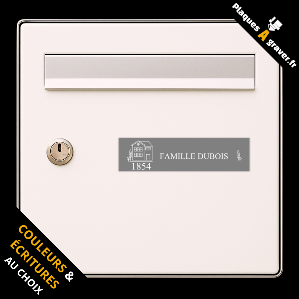 Plaque de boîte aux lettres personnalisée avec logo maison et numéro personnalisable – gravure au laser Plaques à Graver