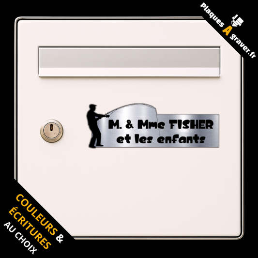 Plaque de boîte aux lettres personnalisée avec logo pêcheur – gravure au laser Plaques à Graver