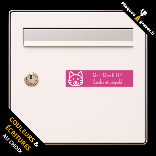 Plaque de boîte aux lettres personnalisée avec logo tête de chat – gravure au laser Plaques à Graver
