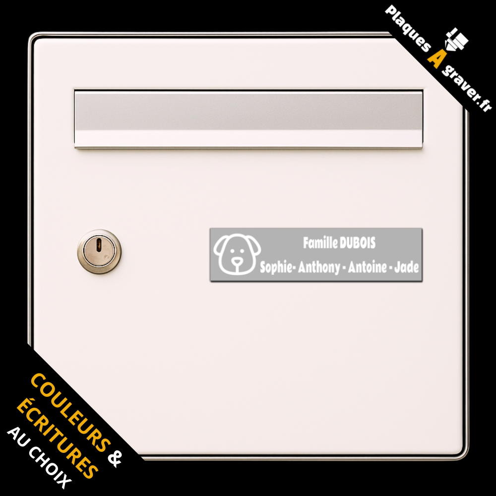 Plaque de boîte aux lettres personnalisée avec logo tête de chien – gravure au laser Plaques à Graver