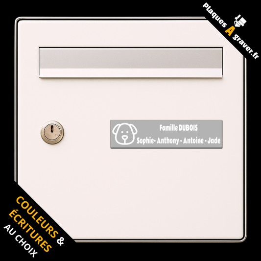 Plaque de boîte aux lettres personnalisée avec logo tête de chien – gravure au laser Plaques à Graver