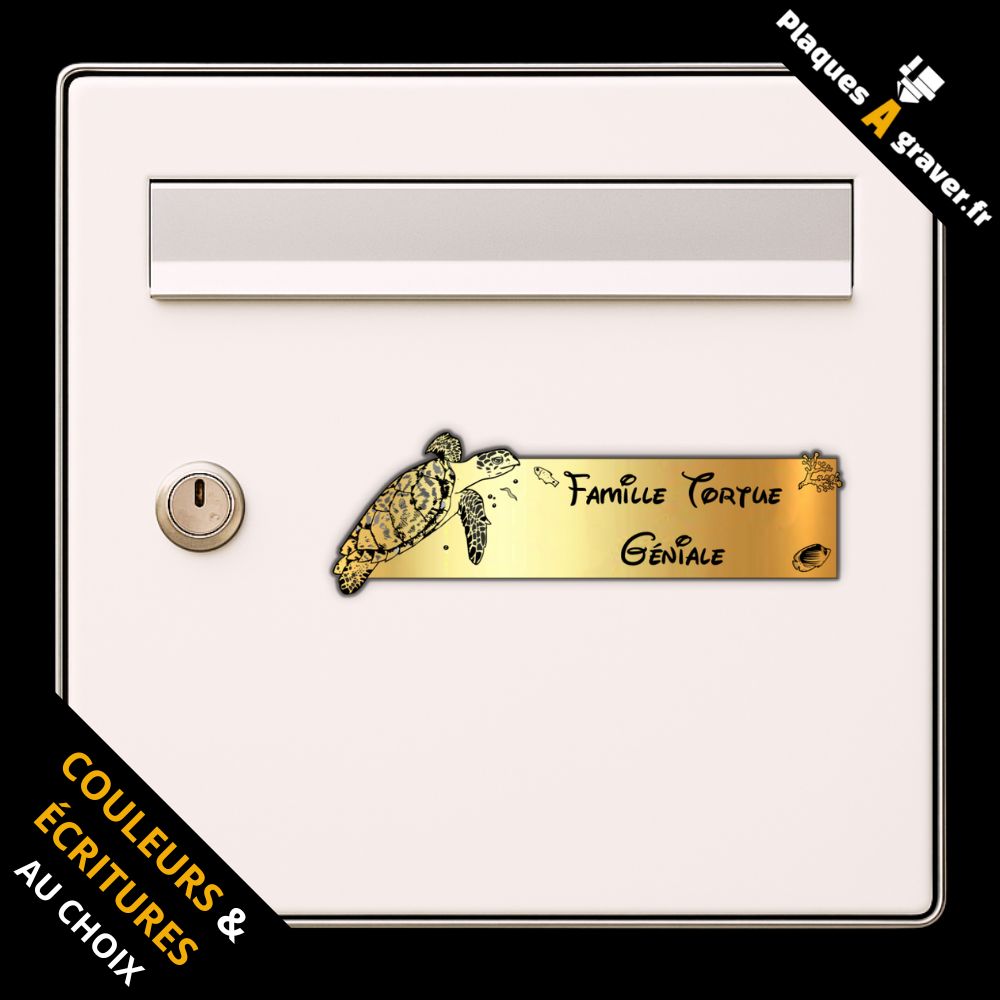 Plaque de boîte aux lettres personnalisée avec logo tortue – gravure au laser Plaques à Graver