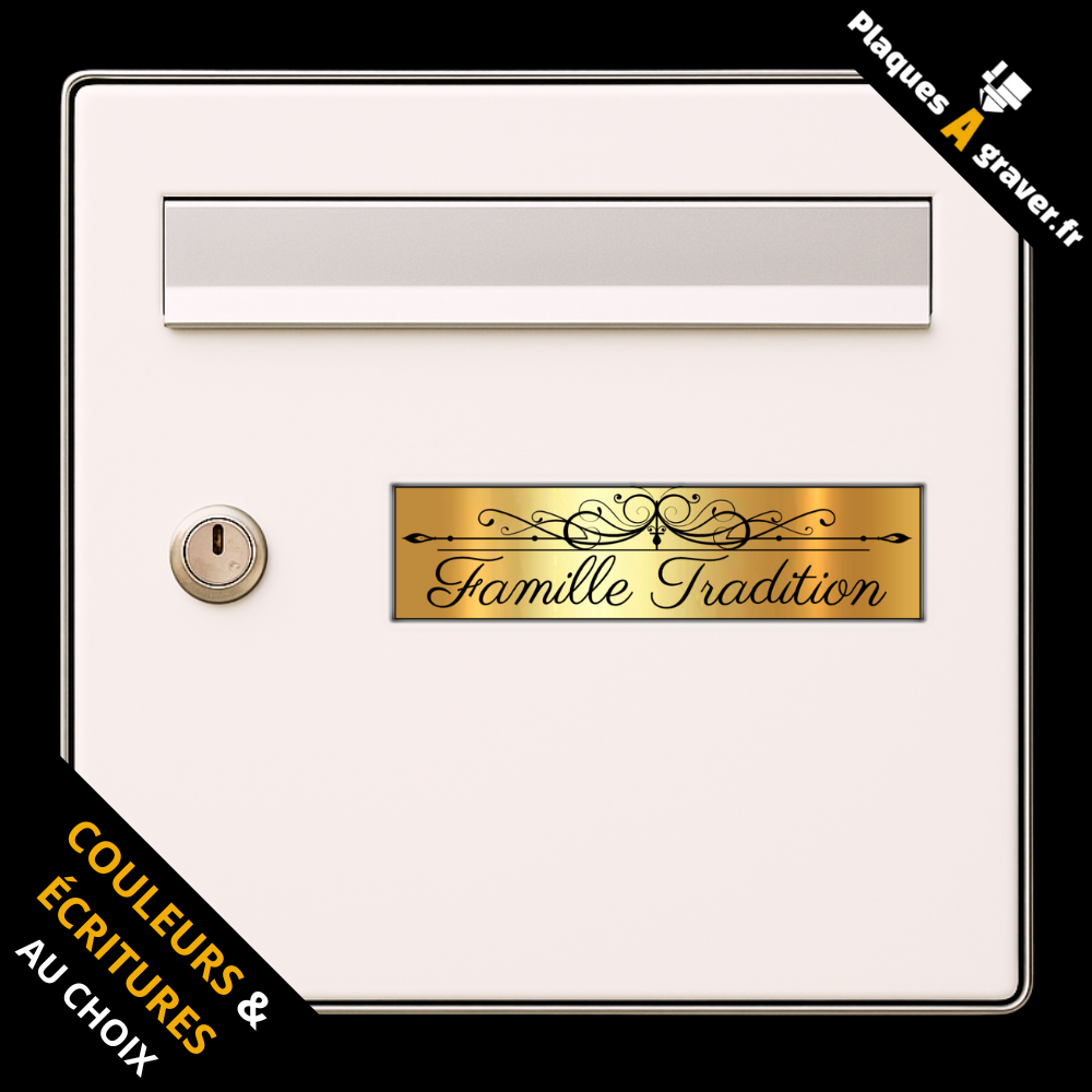 Plaque de boîte aux lettres personnalisée modèle Tradition 3 – gravure au laser Plaques à Graver
