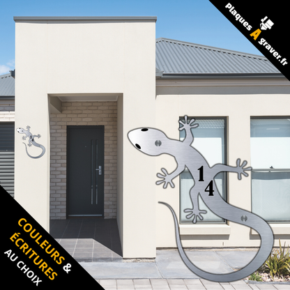 Plaque numéro de maison avec découpe de salamandre personnalisée – gravure au laser Plaques à Graver