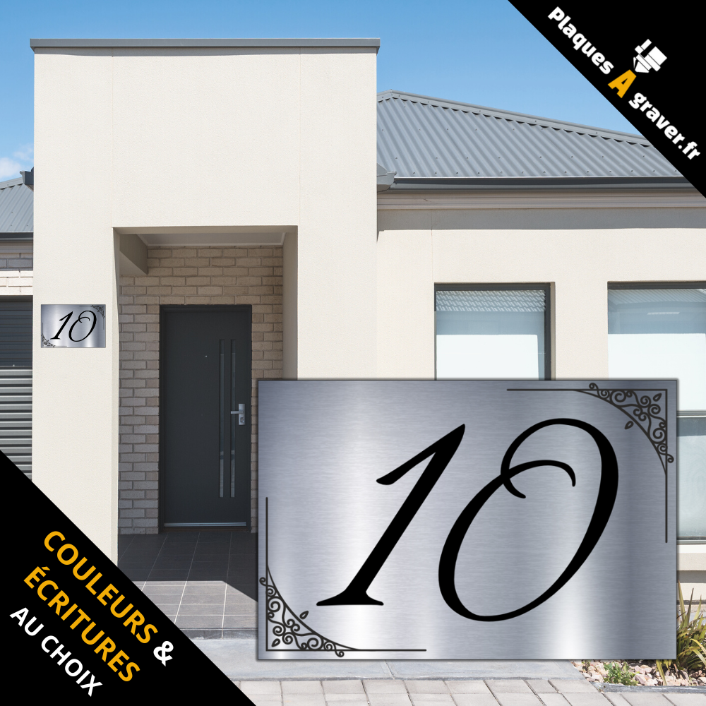 Plaque numéro de maison personnalisable modèle Tradition 1 – gravure au laser Plaques à Graver