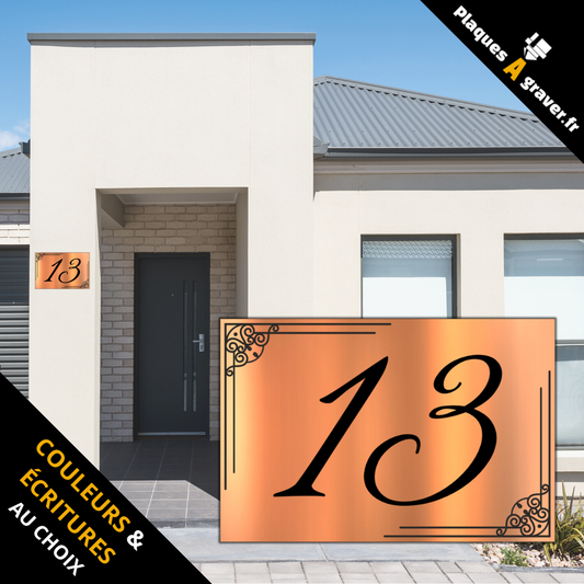 Plaque numéro de maison personnalisable modèle Tradition 2 – gravure au laser Plaques à Graver