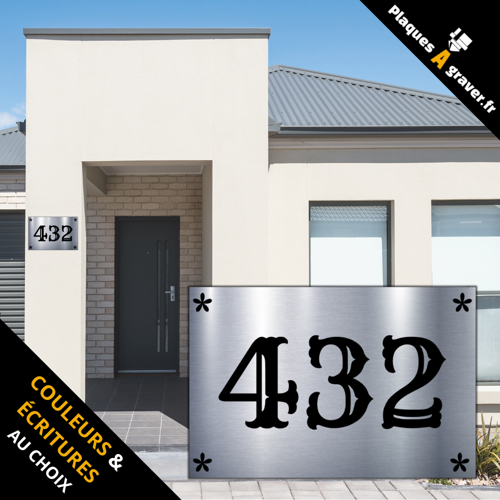 Plaque numéro de maison personnalisable modèle Versailles – gravure au laser Plaques à Graver