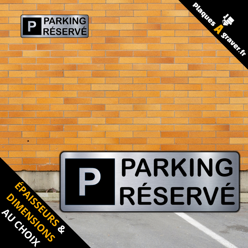 plaque Parking réservé en PVC adhésive Plaques à Graver installée sur une place de stationnement