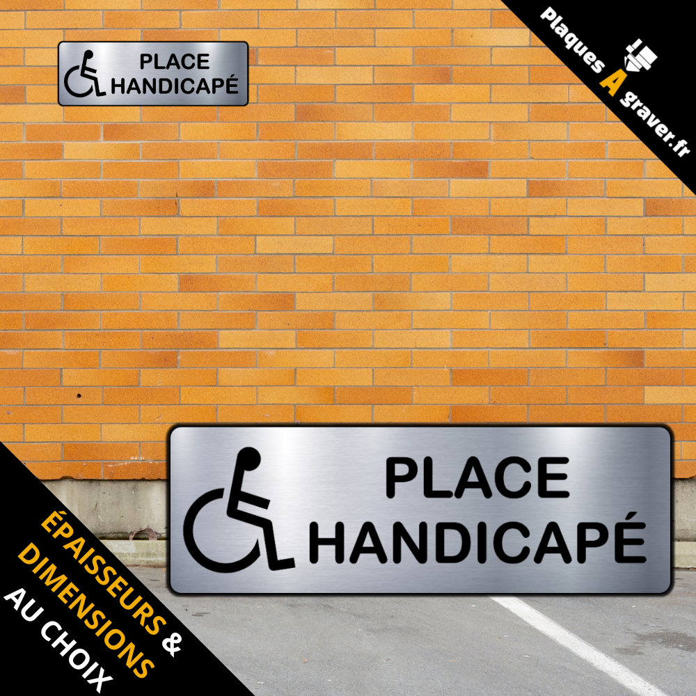 plaque Place handicapé en PVC adhésive Plaques à Graver installée sur un parking réservé