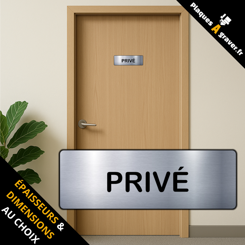 plaque Privé en PVC adhésive Plaques à Graver installée sur une porte professionnelle