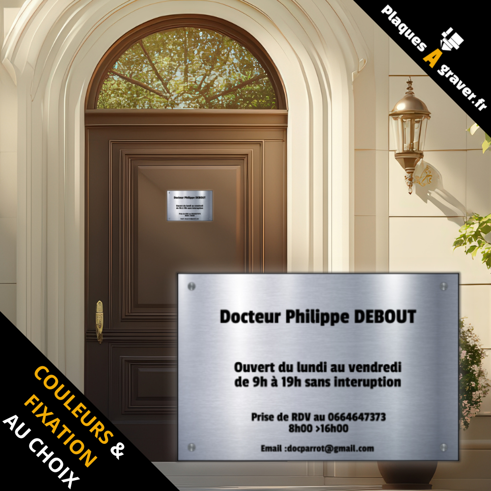 plaque professionnelle grand format 300x200 ou 600x400 mm Plaques à Graver en adhésif ou fixation entretoises