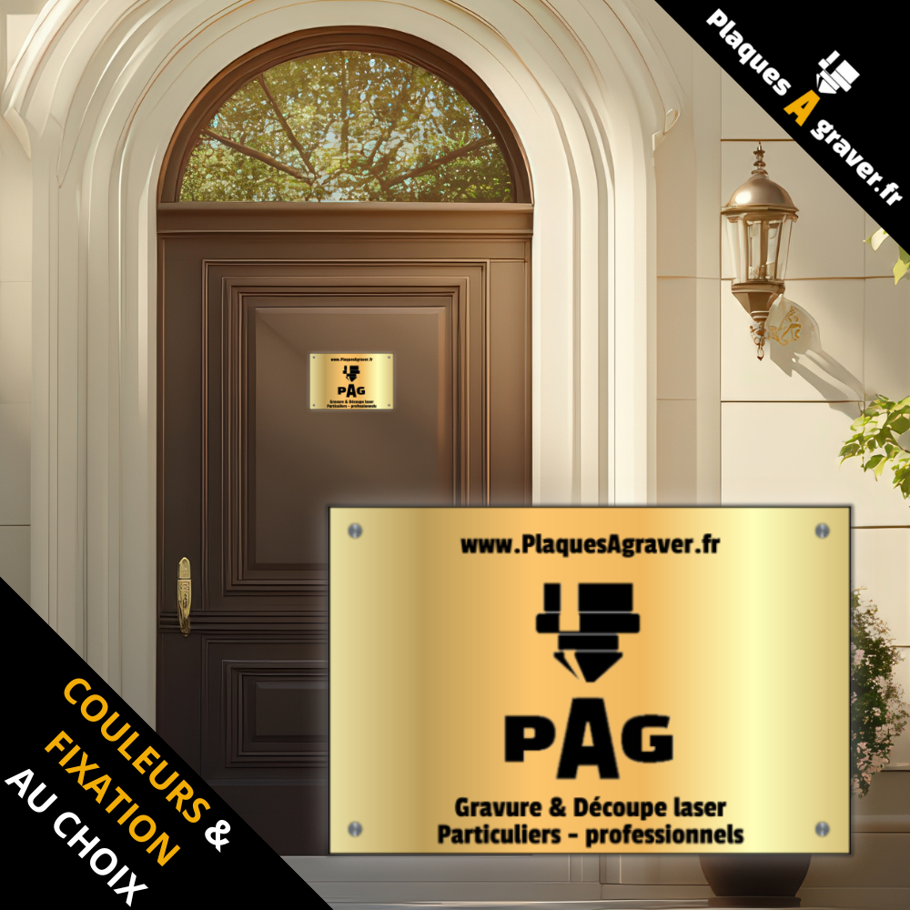 plaque professionnelle grand format personnalisée avec logo Plaques à Graver en adhésif ou fixation entretoises