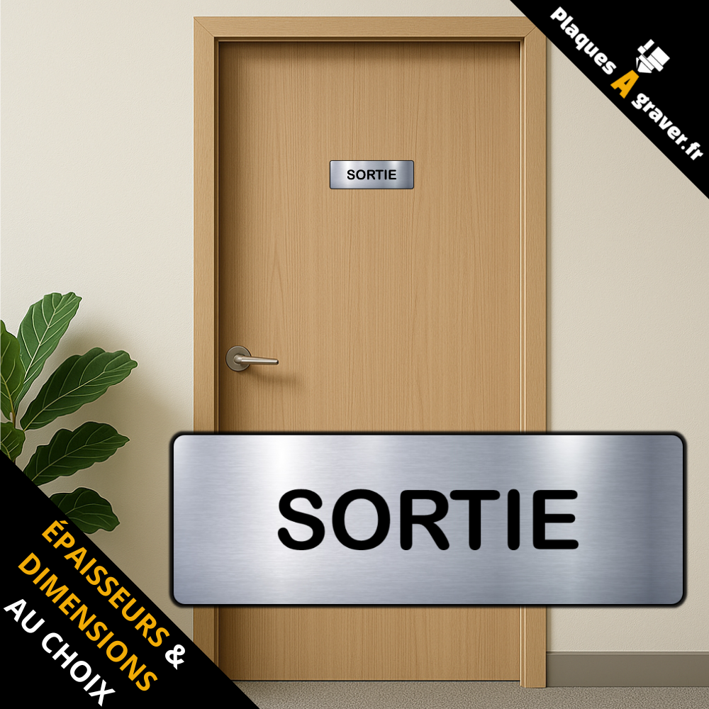 plaque Sortie en PVC adhésive Plaques à Graver installée sur une porte professionnelle